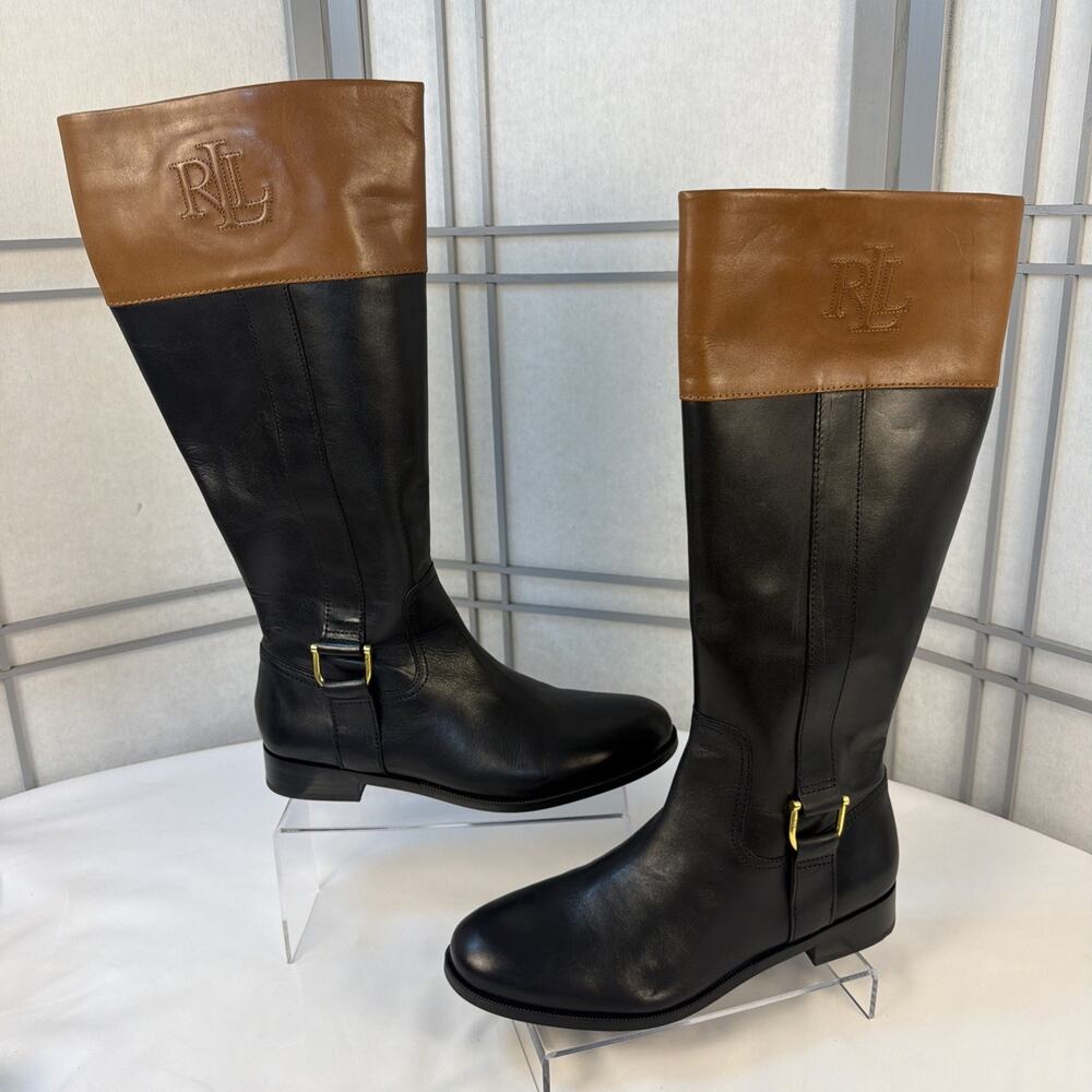 NWT Lauren Ralph Lauren Bernadine Riding Boots 9B-100% Leather Preppy/Equestrian